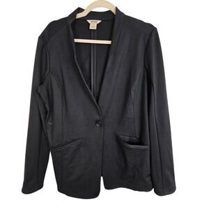 Duluth Trading Blazer 12 Black Blazer Jacket Women One Button Jacket Blazer
